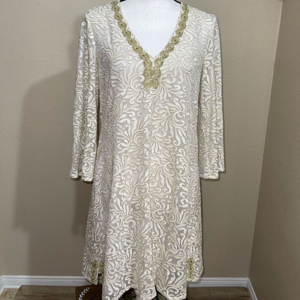 Yoana Baraschi womens ivory gold dress